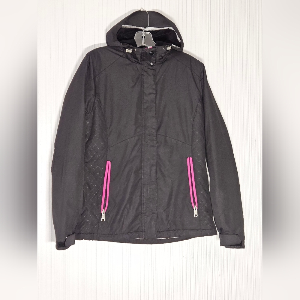 Natural Reflections Women's Hooded Black Winter Insulated Jacket,  Sz S